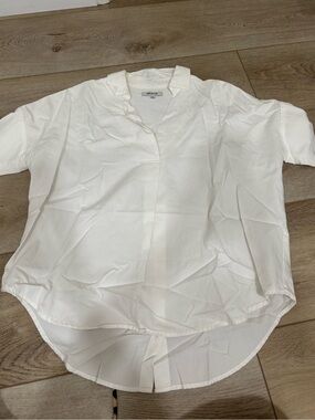 Cropped V-Neck White Blouse-Madewell